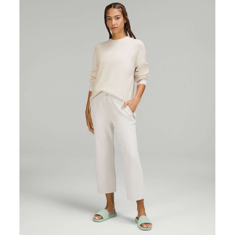 Lululemon NWT Merino Wool Blend Rib Crewneck Sweater Side Split Cream Size 4 - Picture 4 of 14